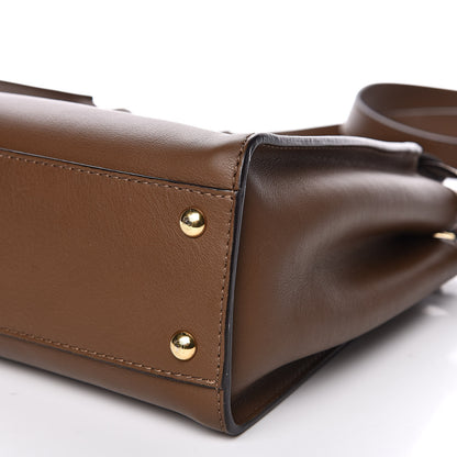Fendi Vitello Seta Fabric Jacquard Pequin Medium Peekaboo Iconic Satchel Foresta Tobacco 10 of 11