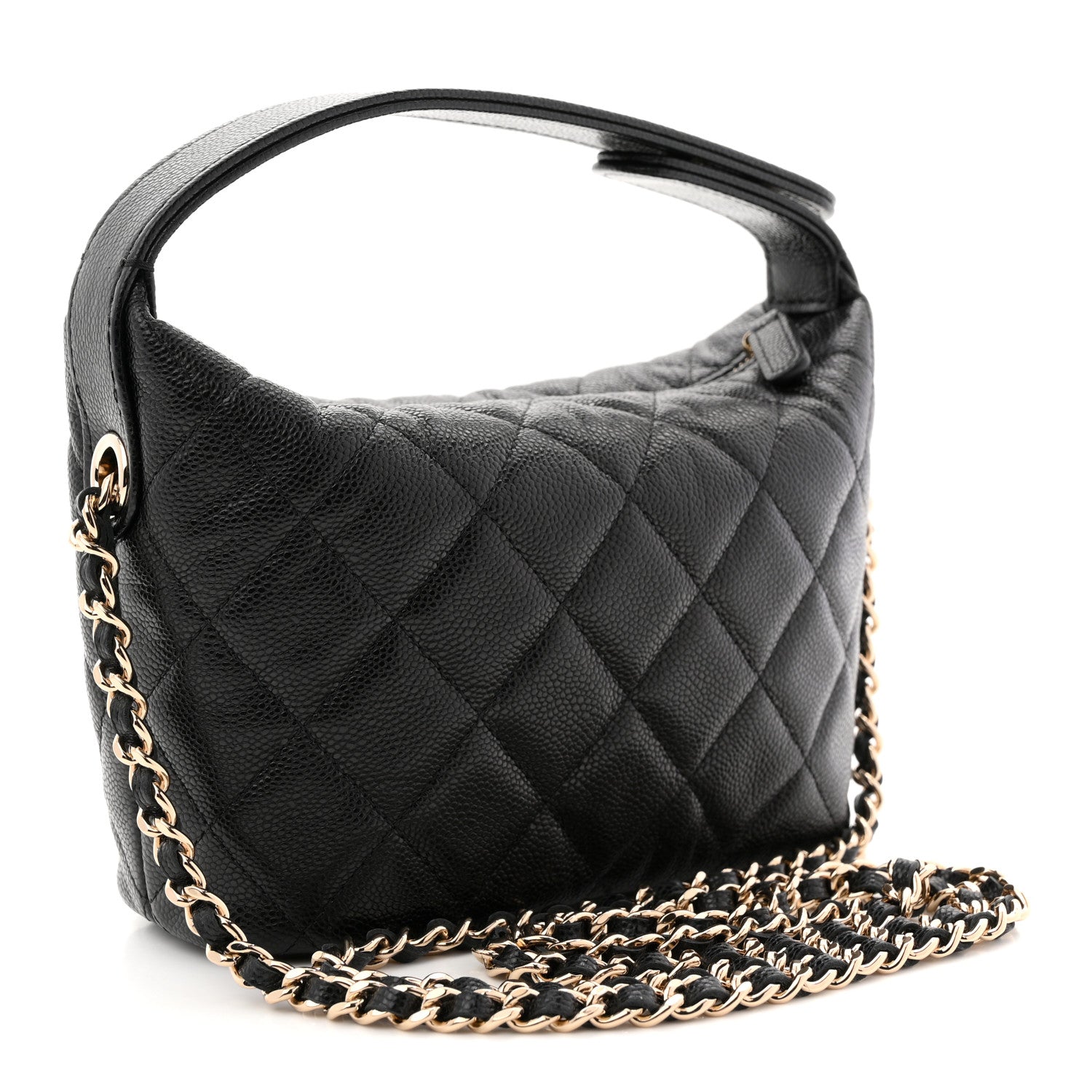 Chanel Caviar Quilted Hobo Clutch With Chain  Black 3 of 11