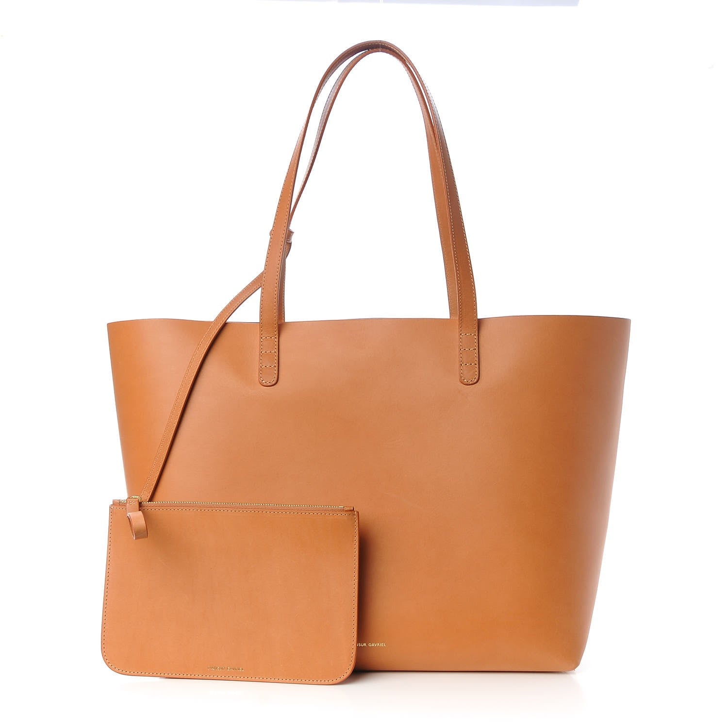 Mansur Gavriel Vegetable Tanned Calfskin Small Shopping Bag Camello Rosa 2 of 17