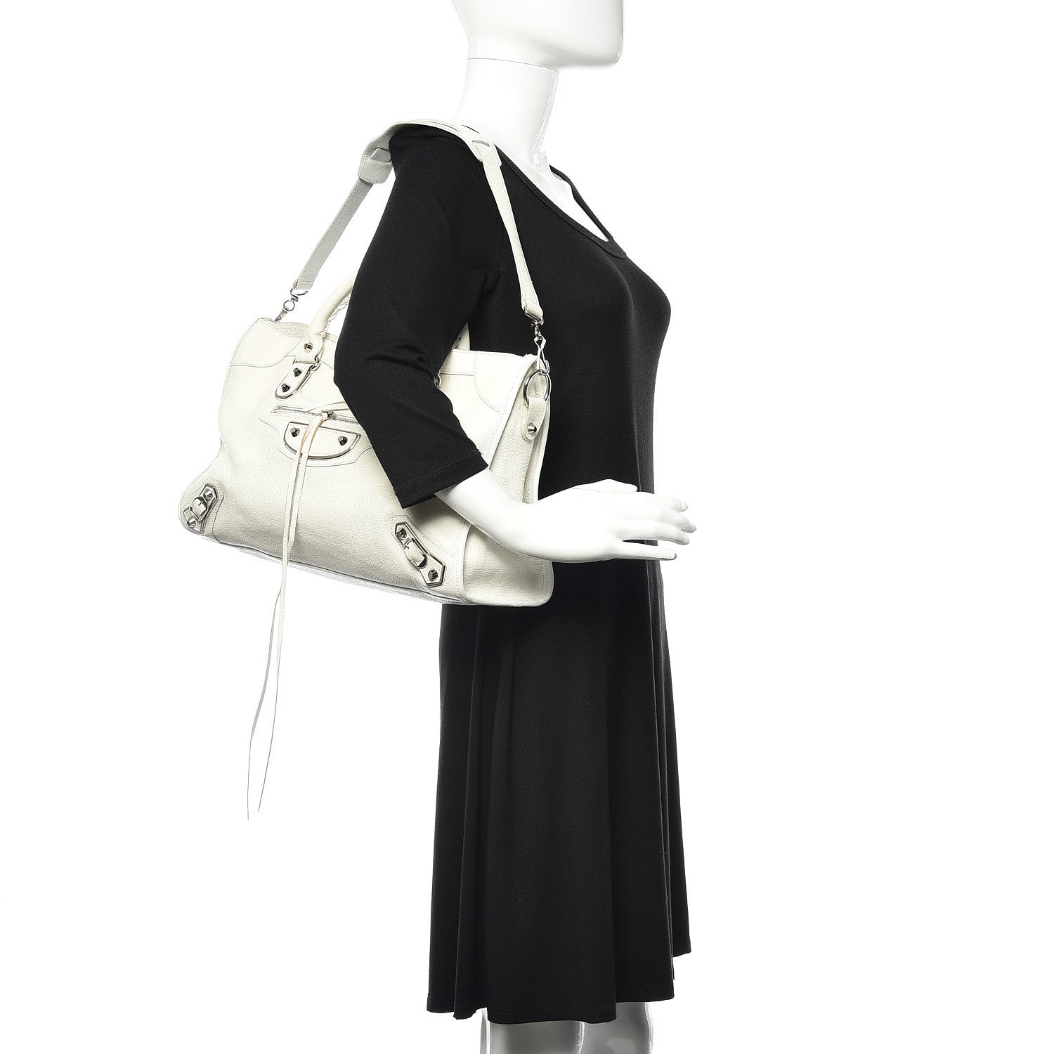 Balenciaga Chevre Silver Metallic Edge Hardware City White 2 of 10