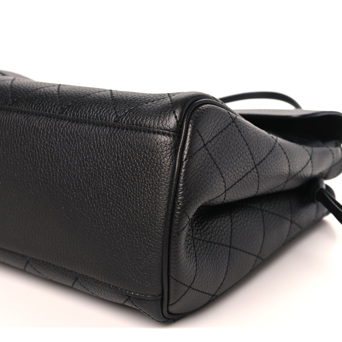 Grained Calfskin Stitched Urban Essentials Large Shopping Bag Black