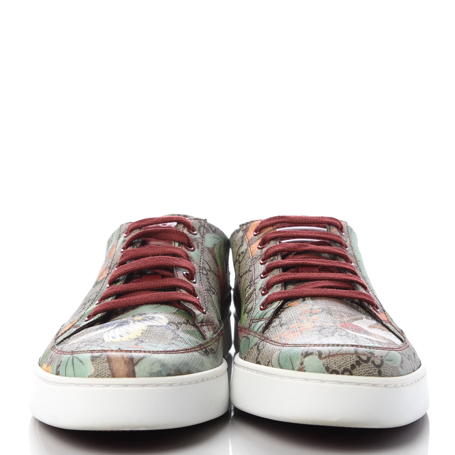 Gucci GG Supreme Monogram Tian Mens Low Top Sneakers 9 Beige Multicolor Red 2 of 10