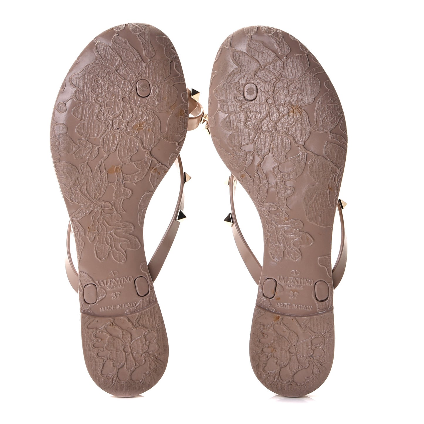 PVC Jelly Rockstud Bow Thong Sandals 37 Poudre