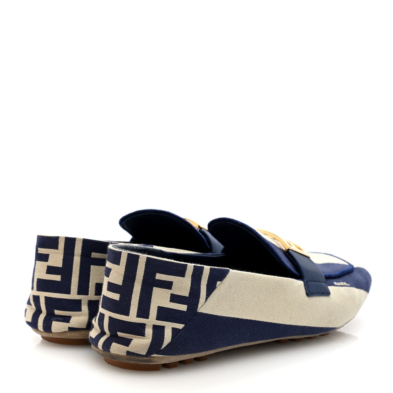 Fendi Fabric Jacquard FF Pequin Loafers 39 Bei Midnight 5 of 10