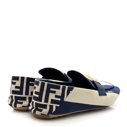 Fendi Fabric Jacquard FF Pequin Loafers 39 Bei Midnight 5 of 10