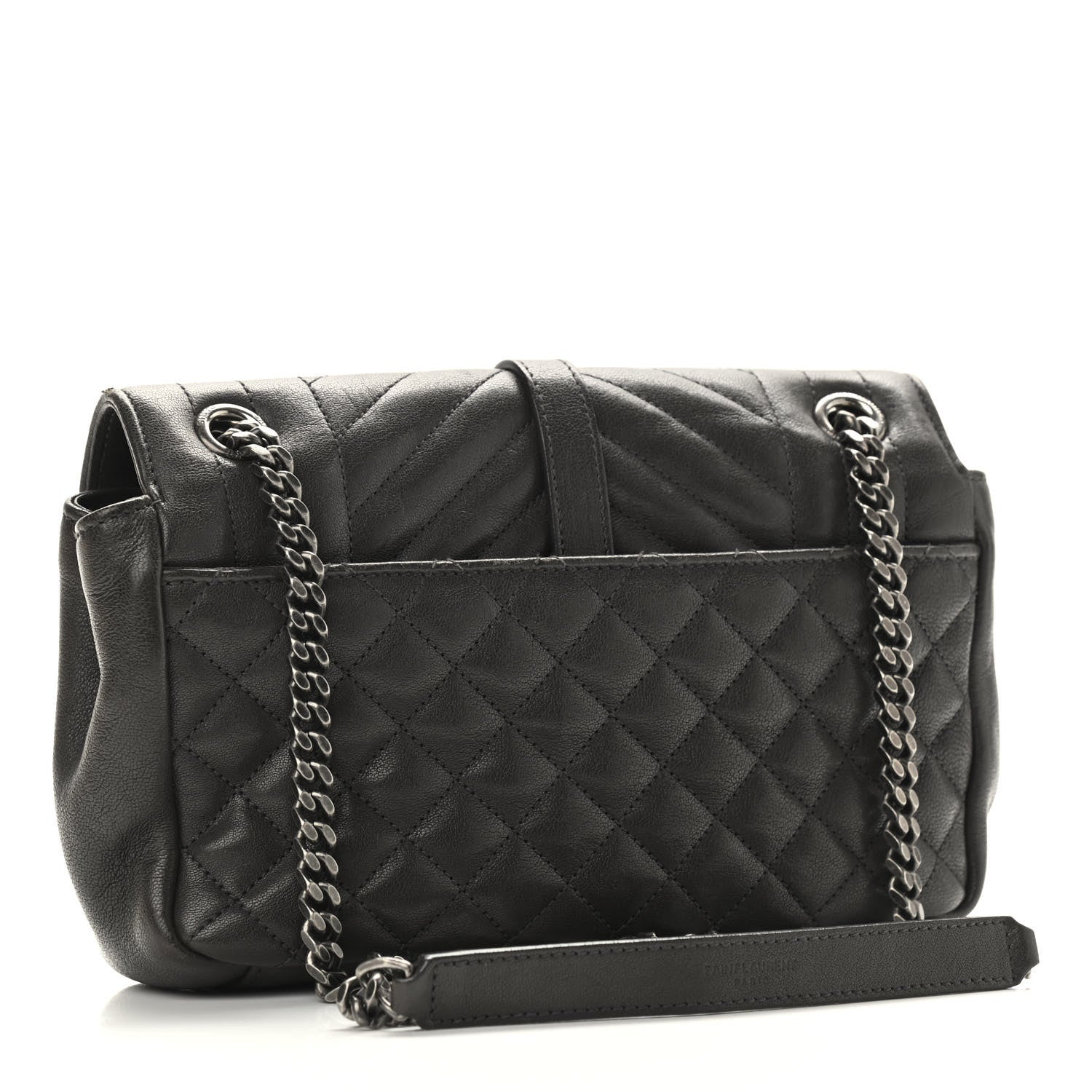 Saint Laurent Sheepskin Tri-Quilt Monogram Medium College Bag Coal 3 of 10