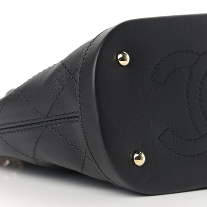 Chanel Calfskin Stitched Chain Bucket Bag Black 8 of 10