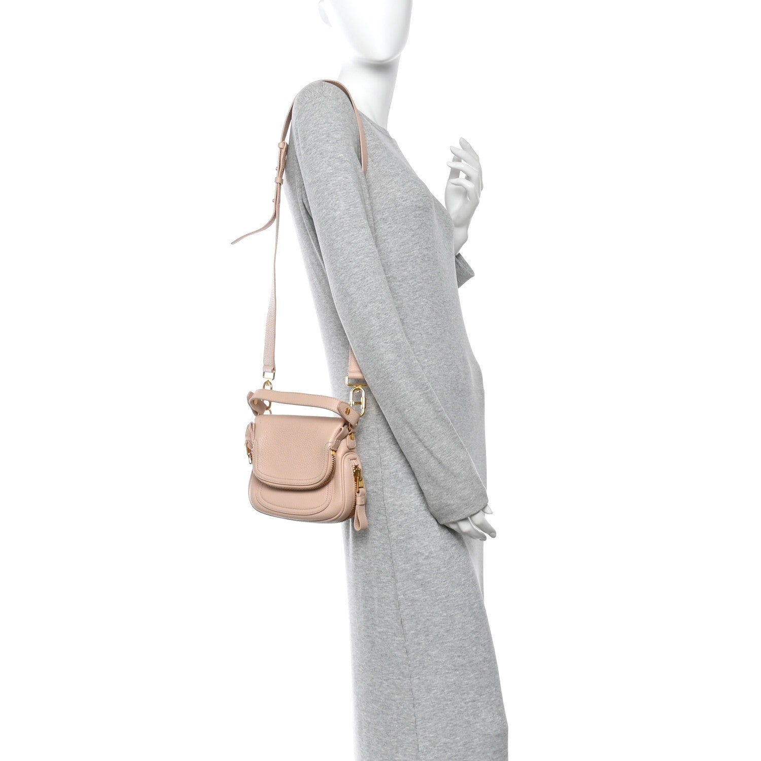 Tom Ford Pebbled Calfskin Jennifer Mini Crossbody Bag Blush Nude 2 of 13