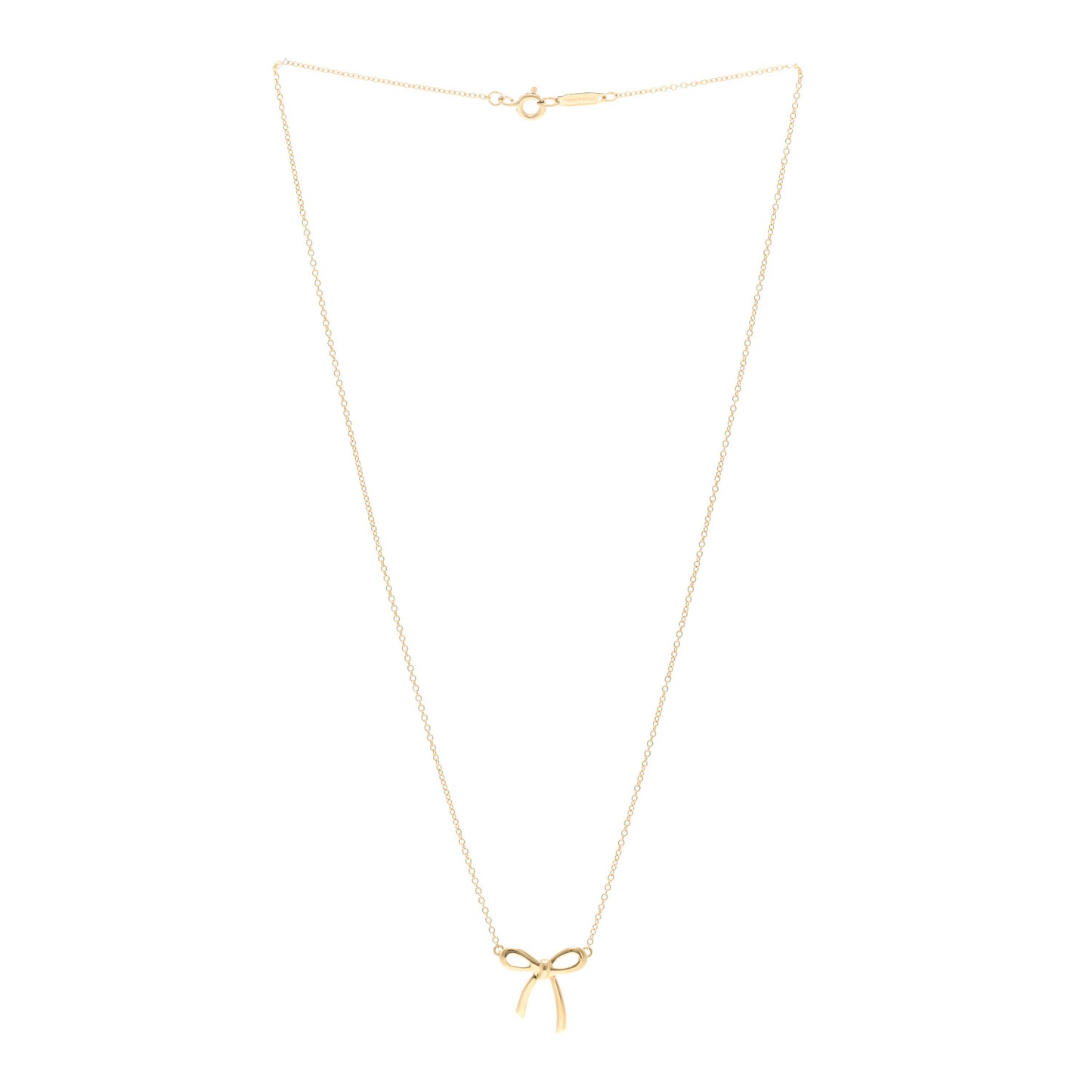 18K Yellow Gold Mini Bow Pendant Necklace