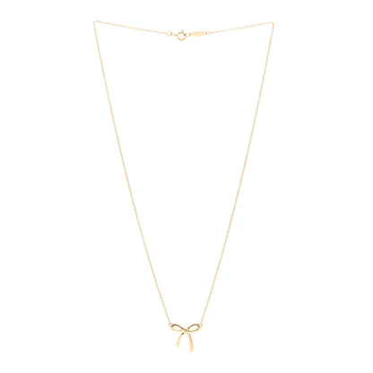 Tiffany 18K Yellow Gold Mini Bow Pendant Necklace 3 of 4