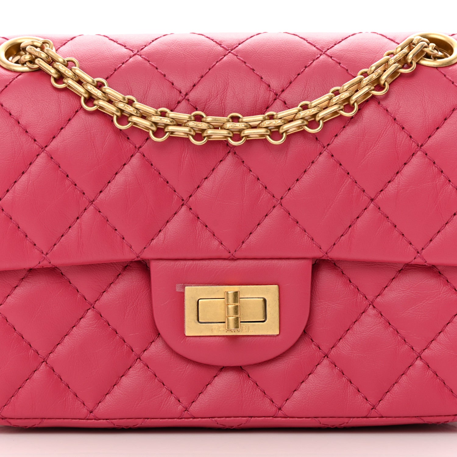 Chanel Aged Calfskin Quilted 2.55 Reissue Mini Flap Pink 8 of 12