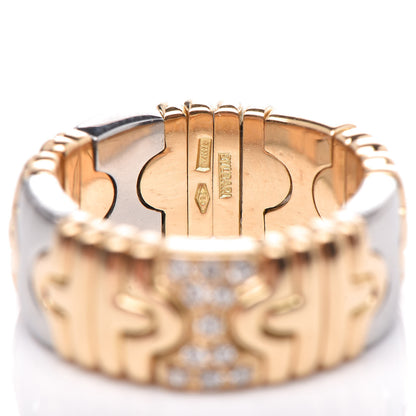 Bulgari Stainless Steel 18K Yellow Gold Diamond Parentesi Ring 50 5.5 4 of 4