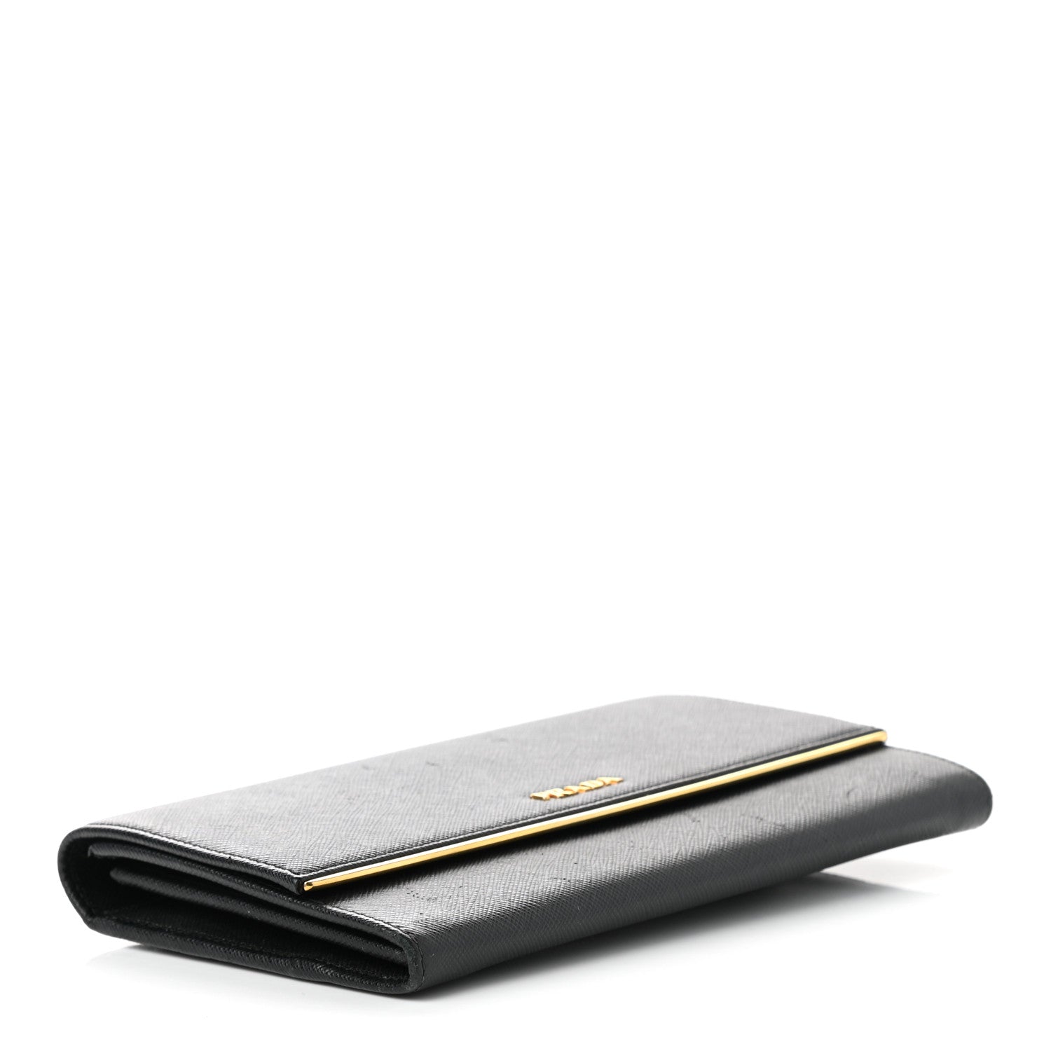 Prada Saffiano Metal Bar Continental Flap Wallet Black 4 of 7