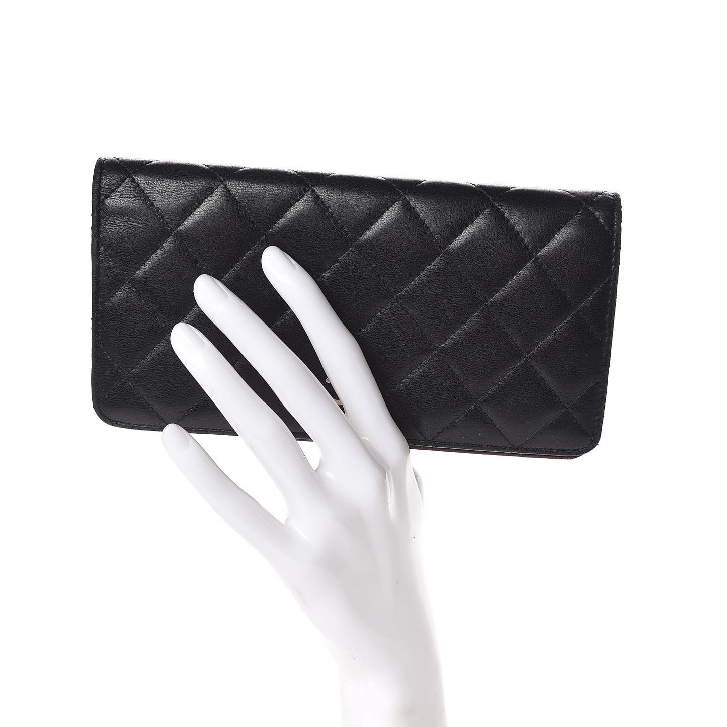 Lambskin Quilted Yen Wallet Black