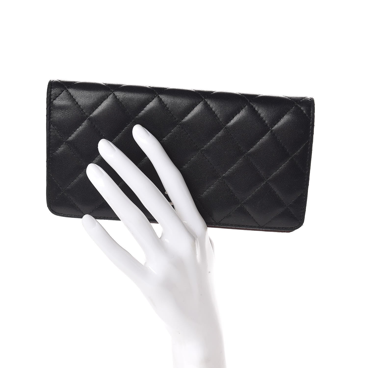 Chanel Lambskin Quilted Yen Wallet Black 2 of 9