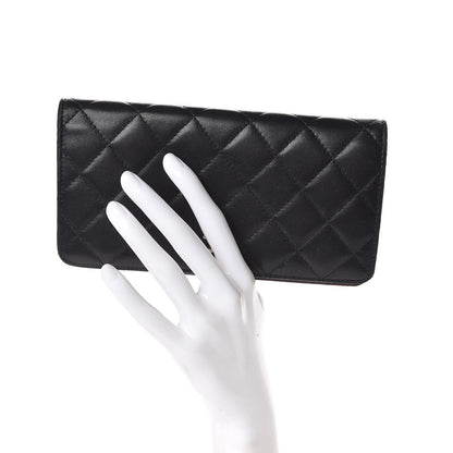 Chanel Lambskin Quilted Yen Wallet Black 2 of 9