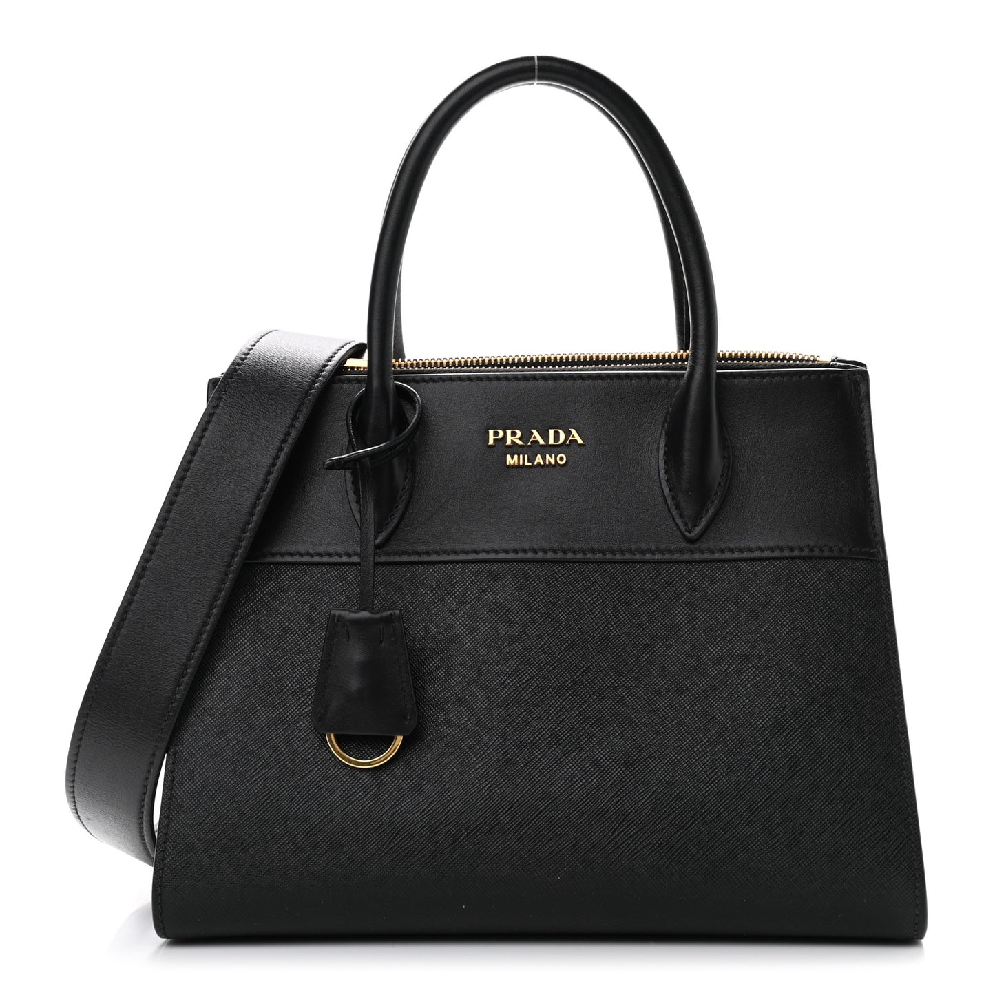 Saffiano City Calfskin Small Esplanade Tote Black