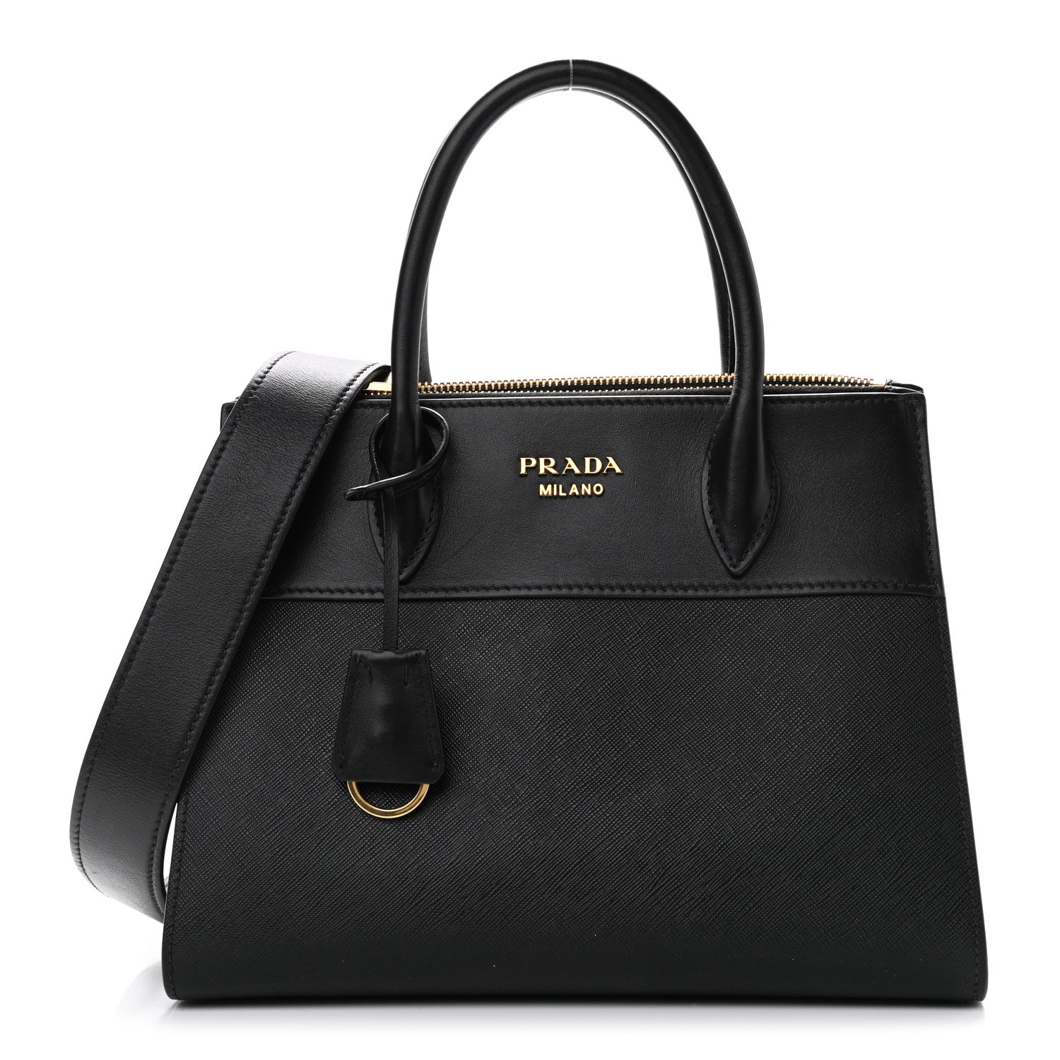 Prada Saffiano City Calfskin Small Esplanade Tote Black 1 of 13