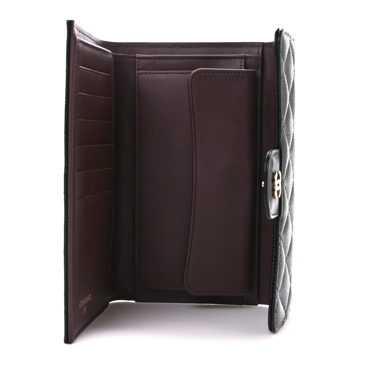 Caviar Quilted Large Flap Wallet Black
