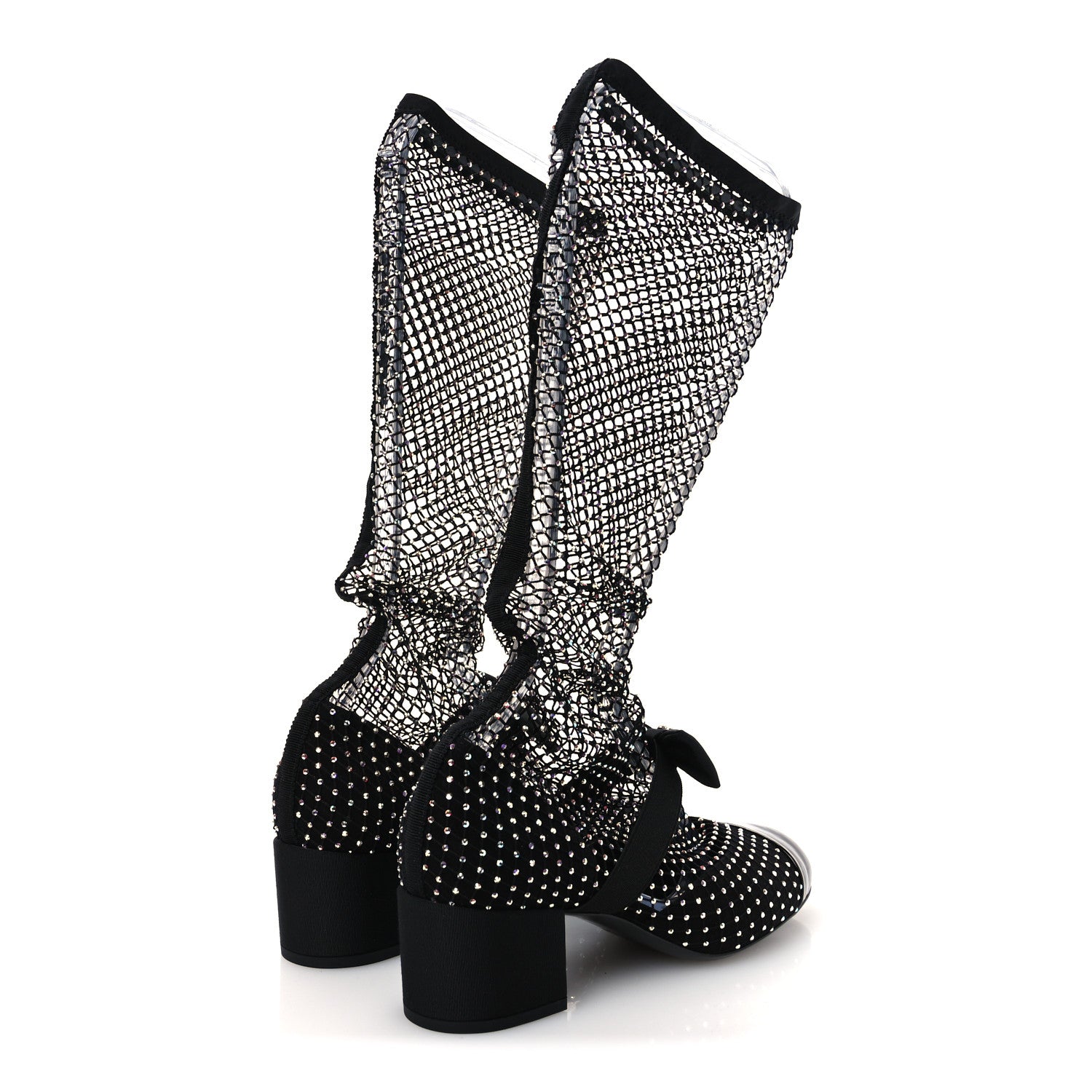 Chanel Resille Strass Kid Suede Patent Mary Jane Short Boots 37 Black 5 of 10