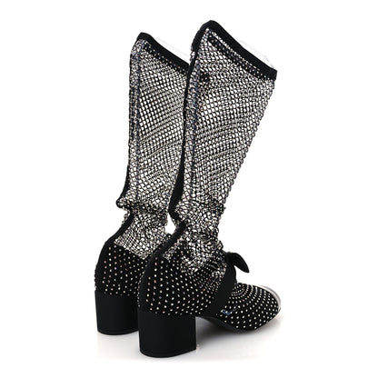Chanel Resille Strass Kid Suede Patent Mary Jane Short Boots 37 Black 5 of 10