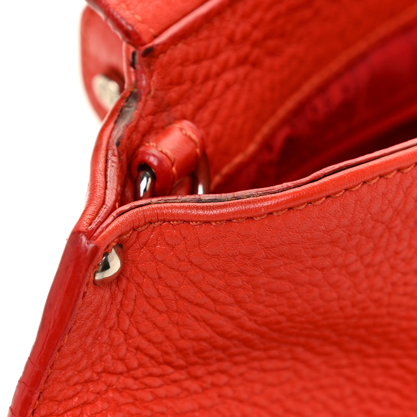 Grained Calfskin Sofia Satchel Red
