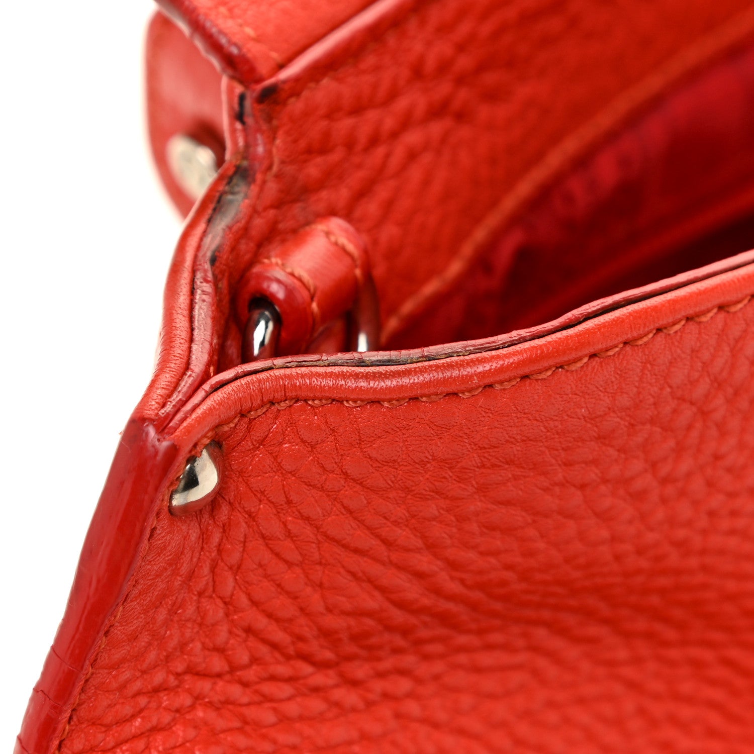 Salvatore Ferragamo Grained Calfskin Sofia Satchel Red 17 of 21