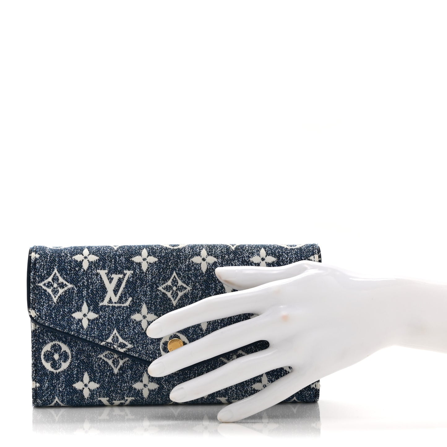 Monogram Jacquard Denim Sarah Wallet Bleu