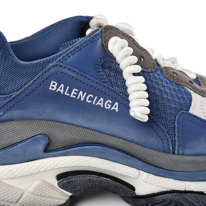 Balenciaga Mesh Nubuck Mens Triple S Sneakers 40 Navy Gris 9 of 12