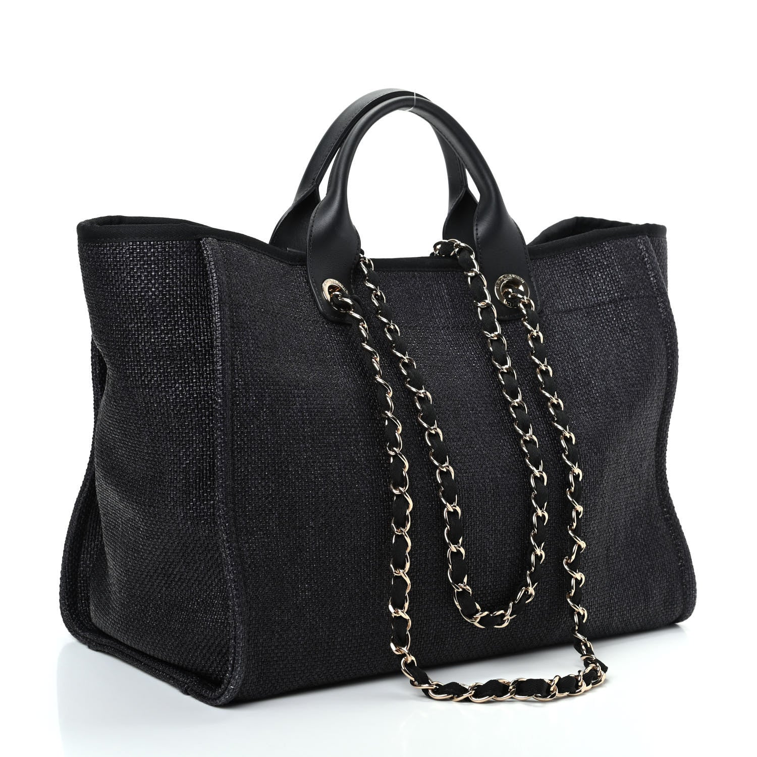 Chanel Woven Straw Raffia Medium Deauville Tote Black 3 of 10