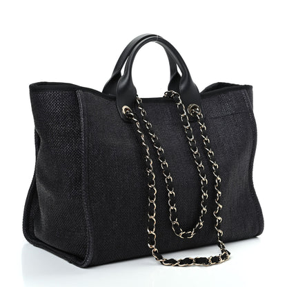 Chanel Woven Straw Raffia Medium Deauville Tote Black 3 of 10