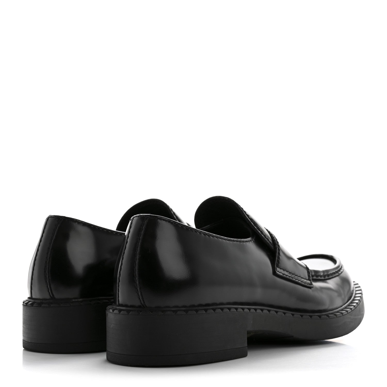 Prada Spazzolato Metal Triangle Logo Mens 35mm Loafers 10 Black 5 of 12