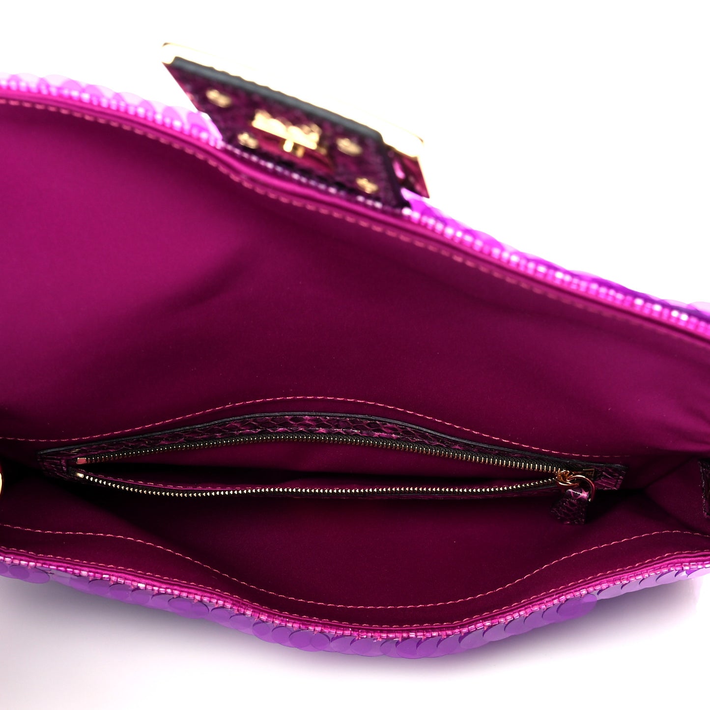 Satin Sequin Paillettes Bilics Lustre Snakeskin Medium Baguette 1997 Dark Pink