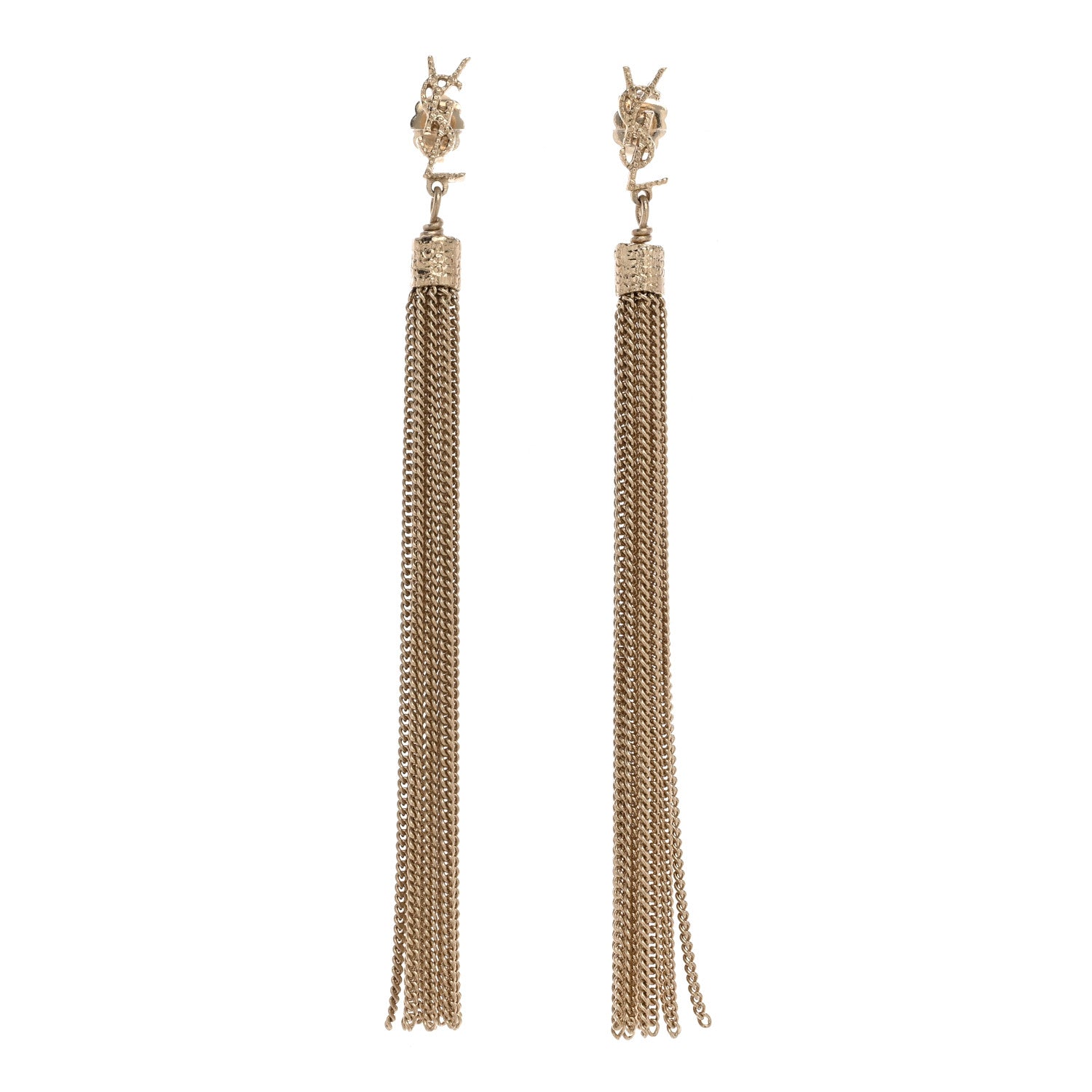 Saint Laurent Metal Monogram Loulou Tassel Earrings Gold 1 of 5