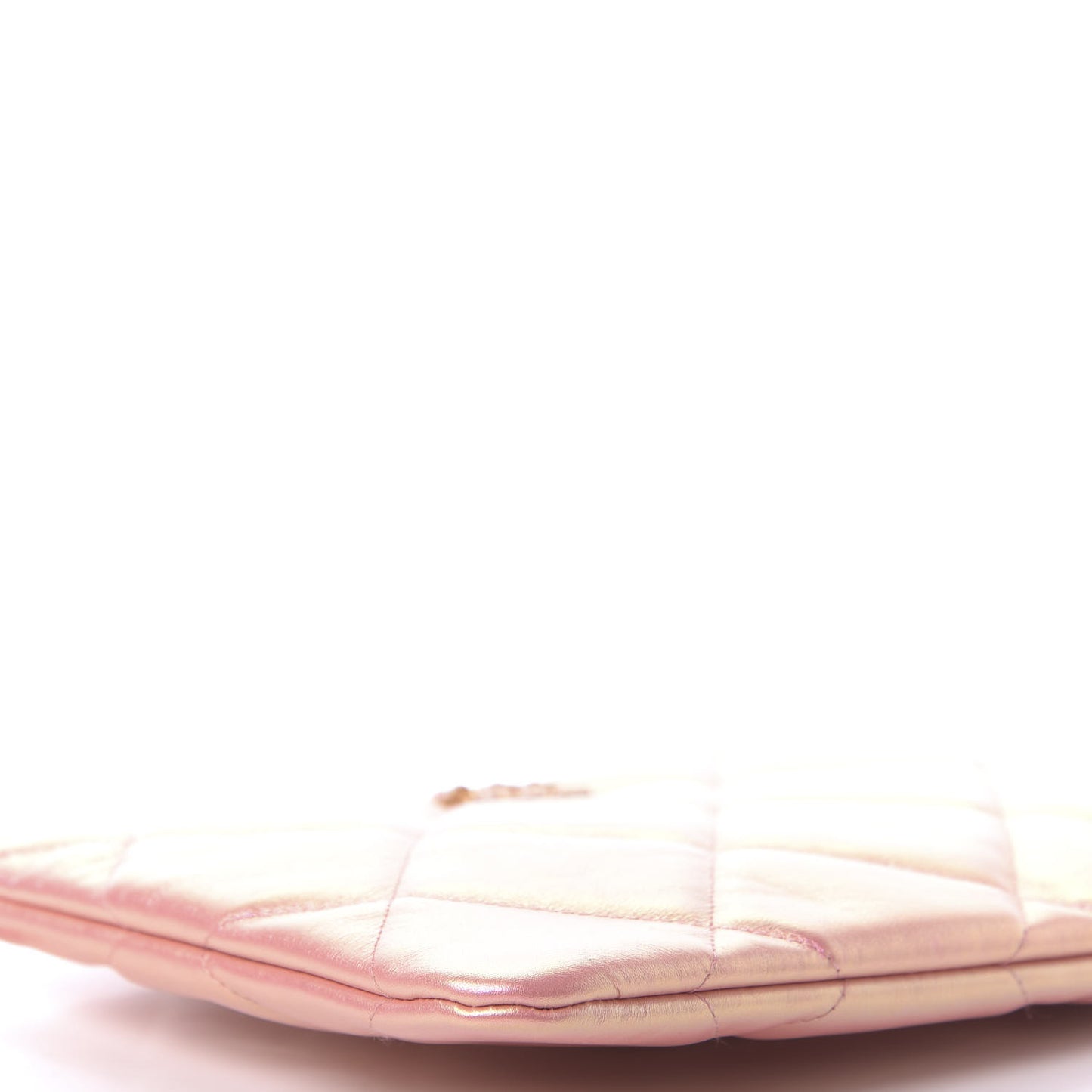 Iridescent Calfskin Quilted Large 19 Pouch Pink