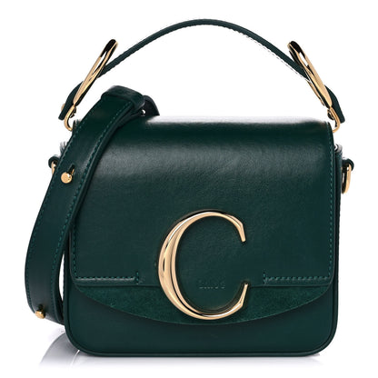 Chloe Shiny Calfskin Suede Mini C Double Carry Green 1 of 11