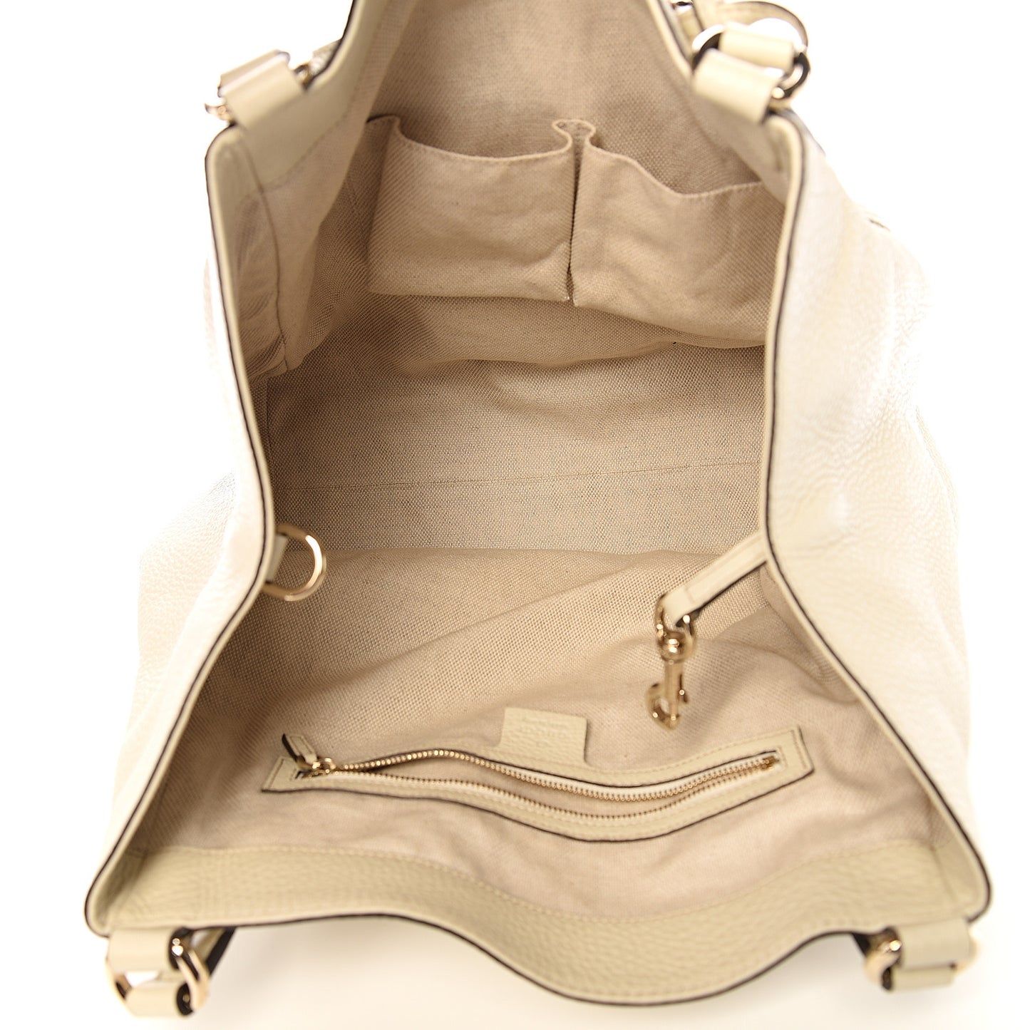 Pebbled Calfskin Medium Soho Shoulder Bag Off White