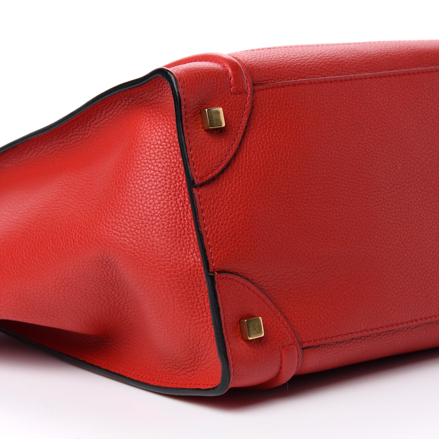 Celine Drummed Calfskin Mini Luggage Coquelicot 6 of 10