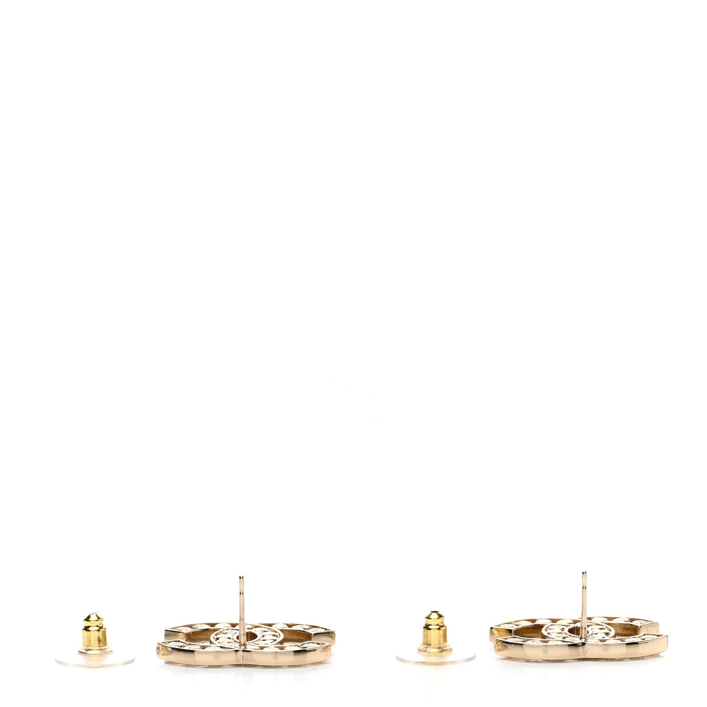 Metal Crystal Large CC Earrings Light Gold
