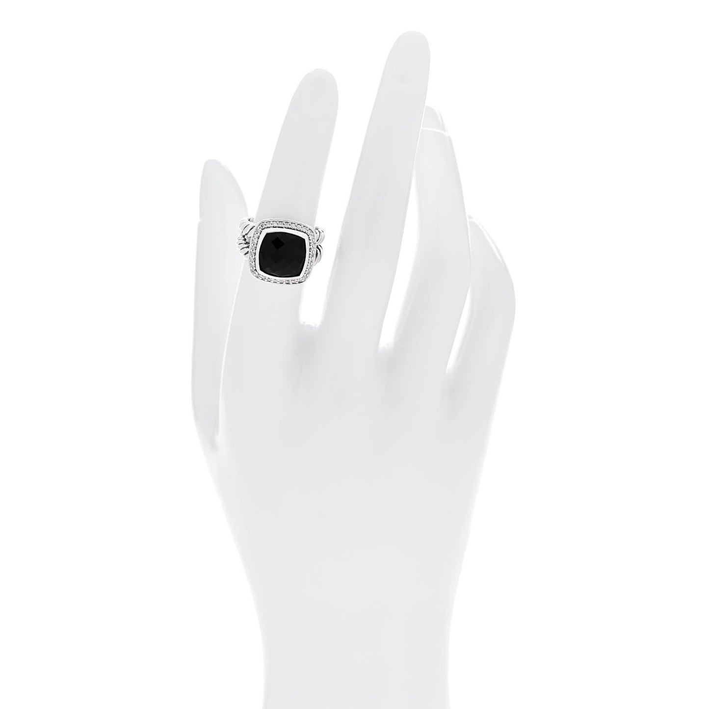 Sterling Silver Diamond Black Onyx 11mm Albion Statement Ring 52 6