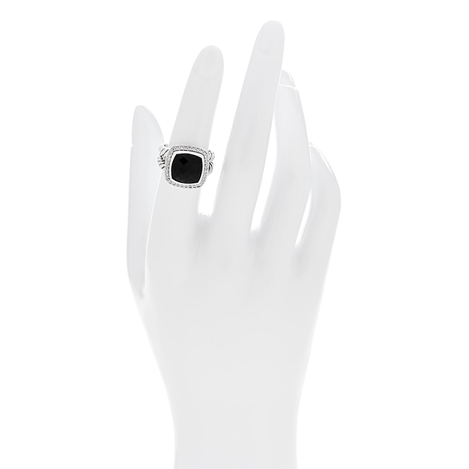 David Yurman Sterling Silver Diamond Black Onyx 11mm Albion Statement Ring 52 6 2 of 5