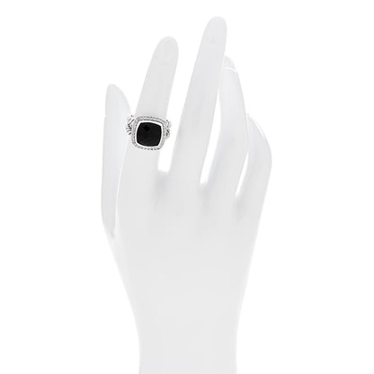 David Yurman Sterling Silver Diamond Black Onyx 11mm Albion Statement Ring 52 6 2 of 5