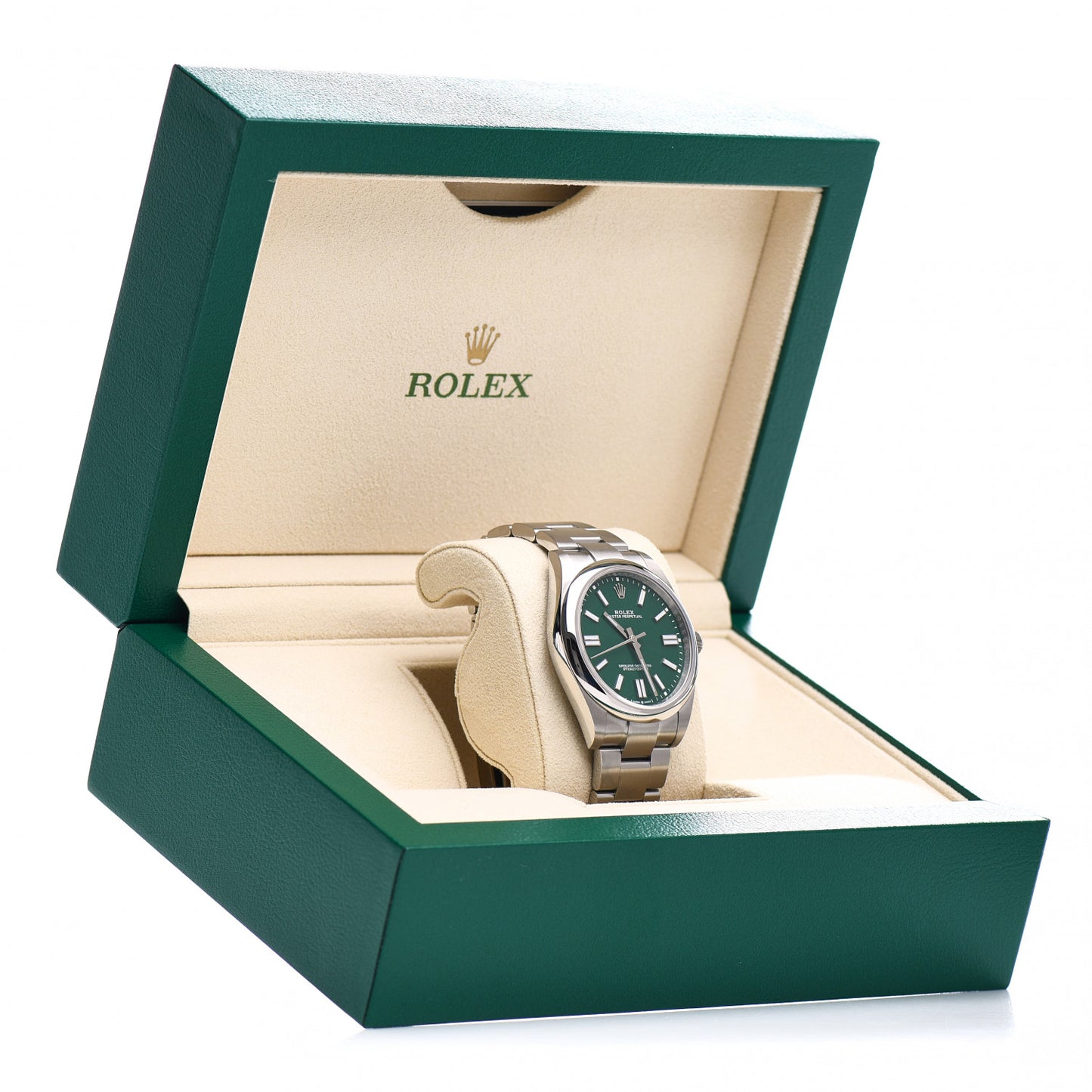 Stainless Steel 41mm Oyster Perpetual Watch Green 124300