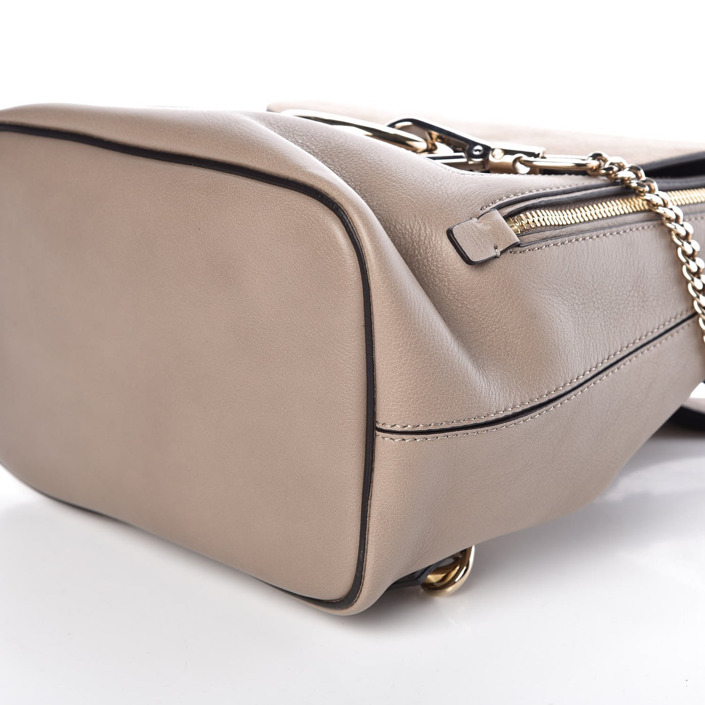 Suede Calfskin Small Faye Backpack Motty Grey
