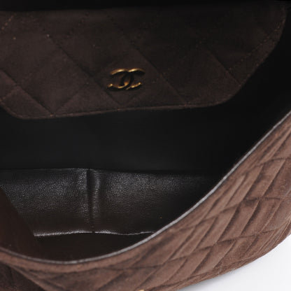 Chanel Quilted Suede Flap Shoulder Bag Brown 6 of 8