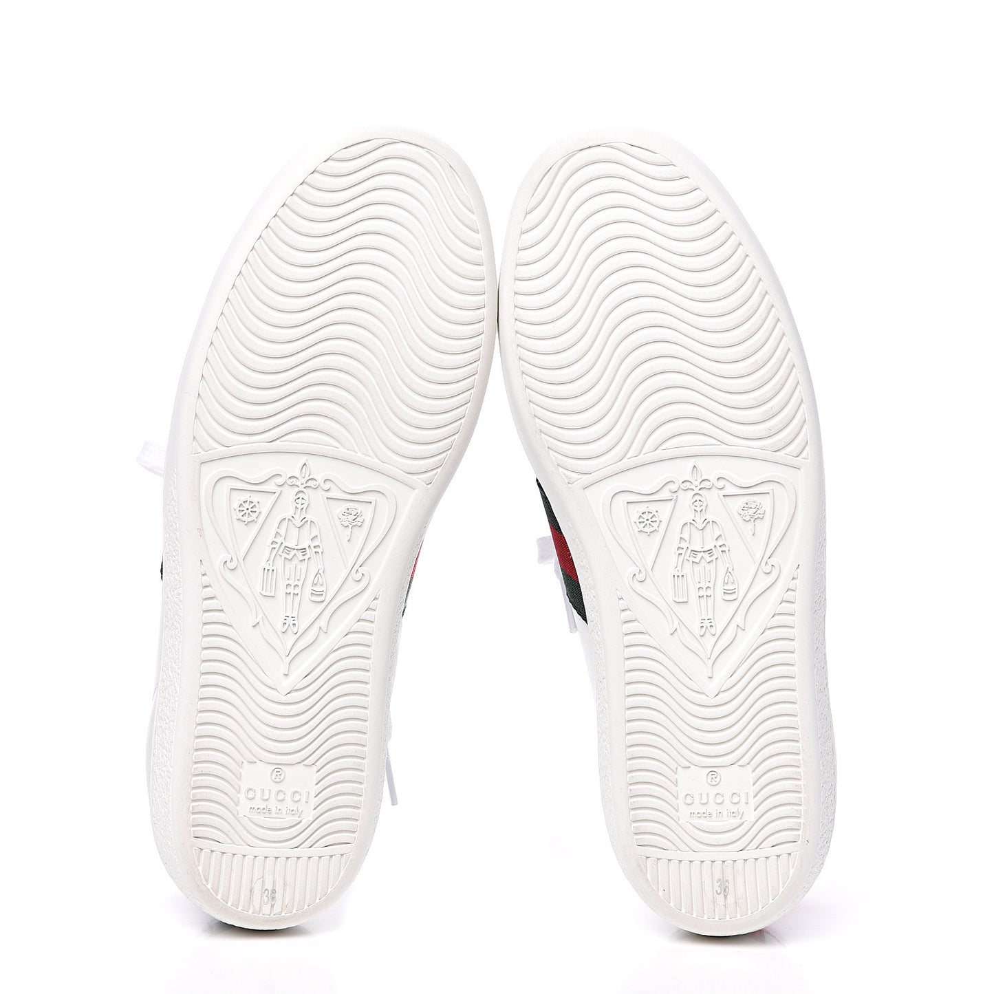 Calfskin Ayers Bee Embroidered Womens Ace Sneakers 36 White Green