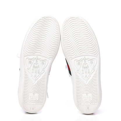 Gucci Calfskin Ayers Bee Embroidered Womens Ace Sneakers 36 White Green 5 of 9