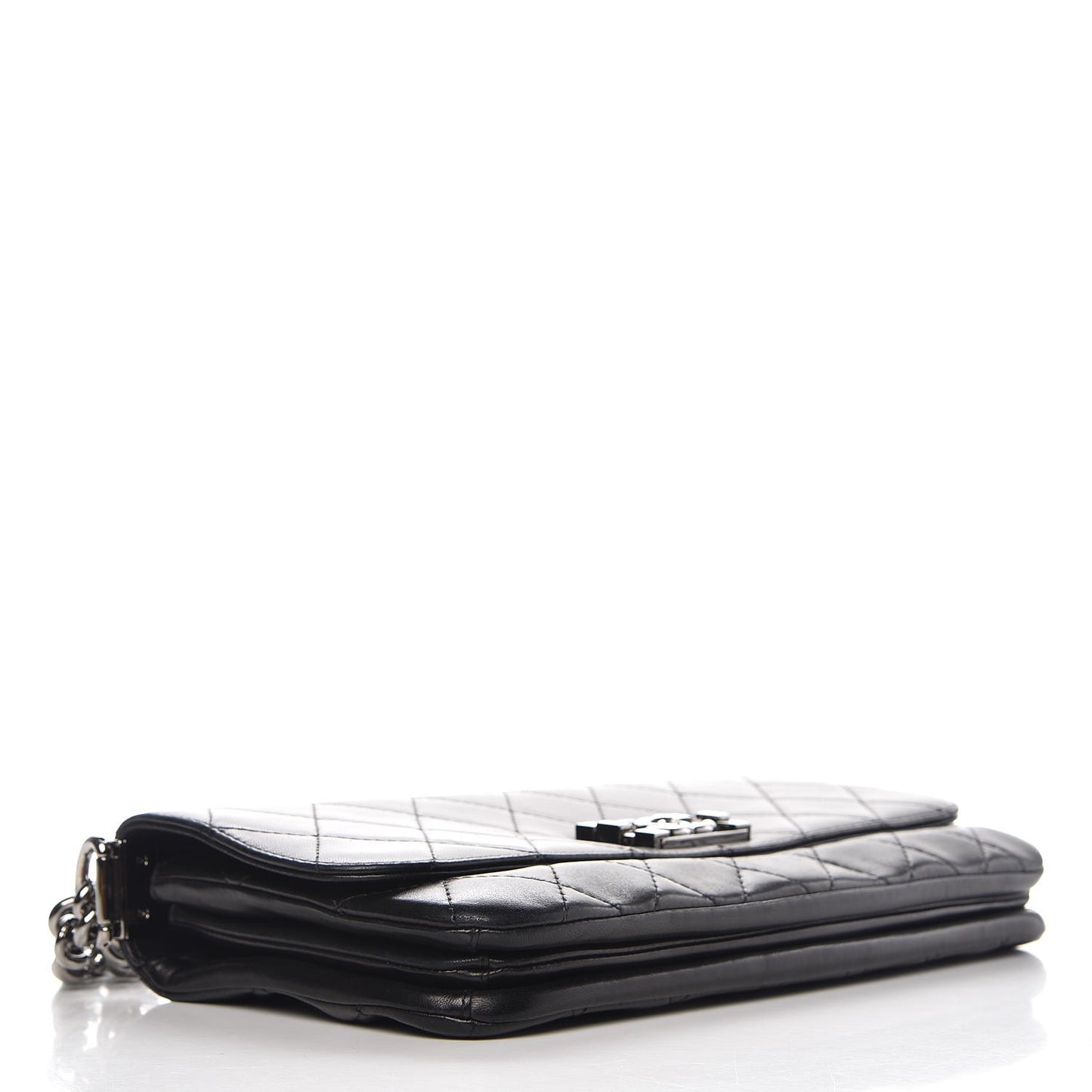 Lambskin Quilted Boy Accordion Flap Bag Black