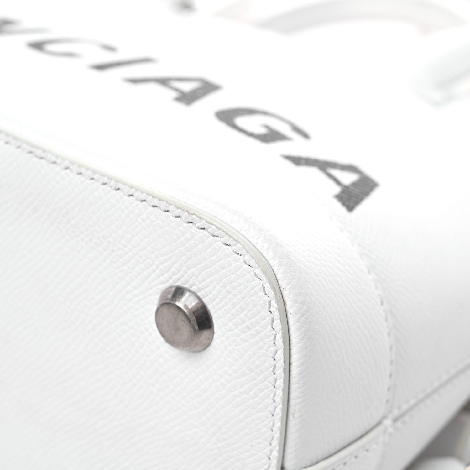 Balenciaga Signature Grained Calfskin Logo S Ville Top Handle Bag White Black 10 of 17