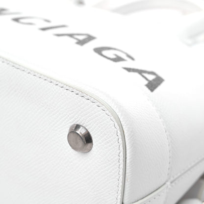 Balenciaga Signature Grained Calfskin Logo S Ville Top Handle Bag White Black 10 of 17